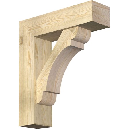 Ekena Millwork Olympic Block Rough Sawn Bracket w/ Offset Brace, Douglas Fir, 8"W x 28"D x 32"H BKT0806X28X32OLY05RDF